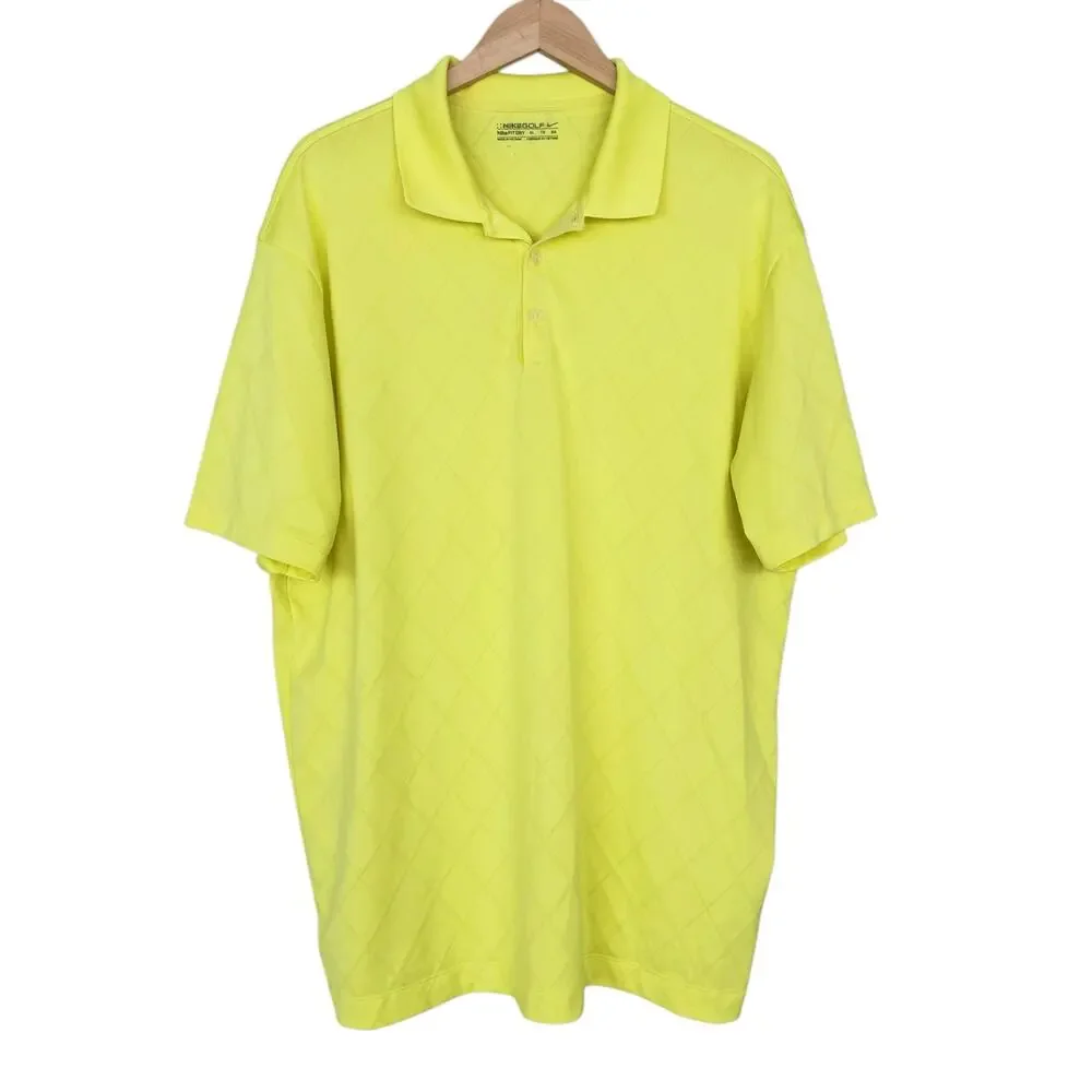 Nike Golf Fit Dry Yellow Short Sleeve Polo Sz XL